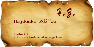 Hajduska Zádor névjegykártya